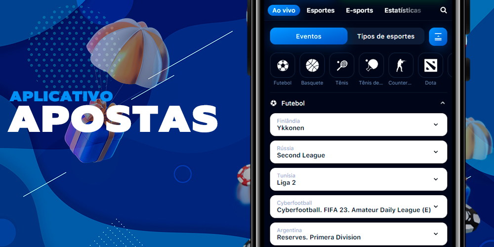 Apostas em esportes diretamente no aplicativo móvel